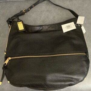 Badgley Mischka Black Pebble Leather Hobo Purse